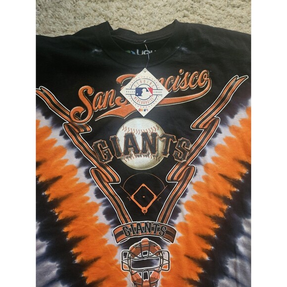 Vintage Majestic San Francisco Giants Liquid Blu Tie Dye Shirt Men’s L NWT - Picture 3 of 7